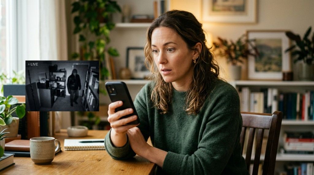 Frau sieht Einbrecher live auf dem Smartphone